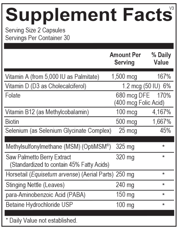 Cosmedix Ortho Molecular Supplement Facts